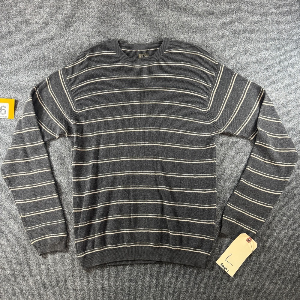Vintage Calvin Klein Sweater Mens Large Gray Striped Knit Cozy Casual Outdoor